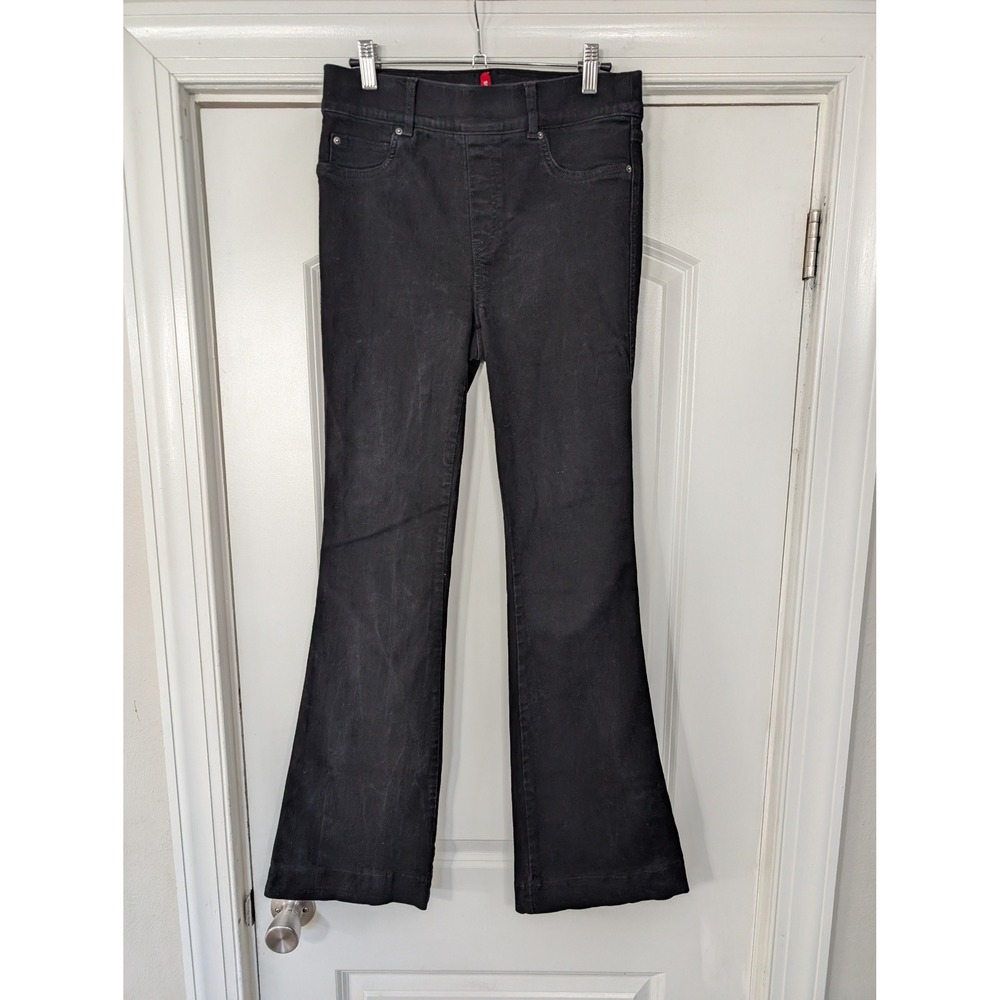 SPANX Black High-Rise Wide-Leg Flare Jeans